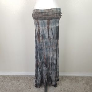 Color in Motion Brown Gray Tie-Dye Maxi Skirt Lrg